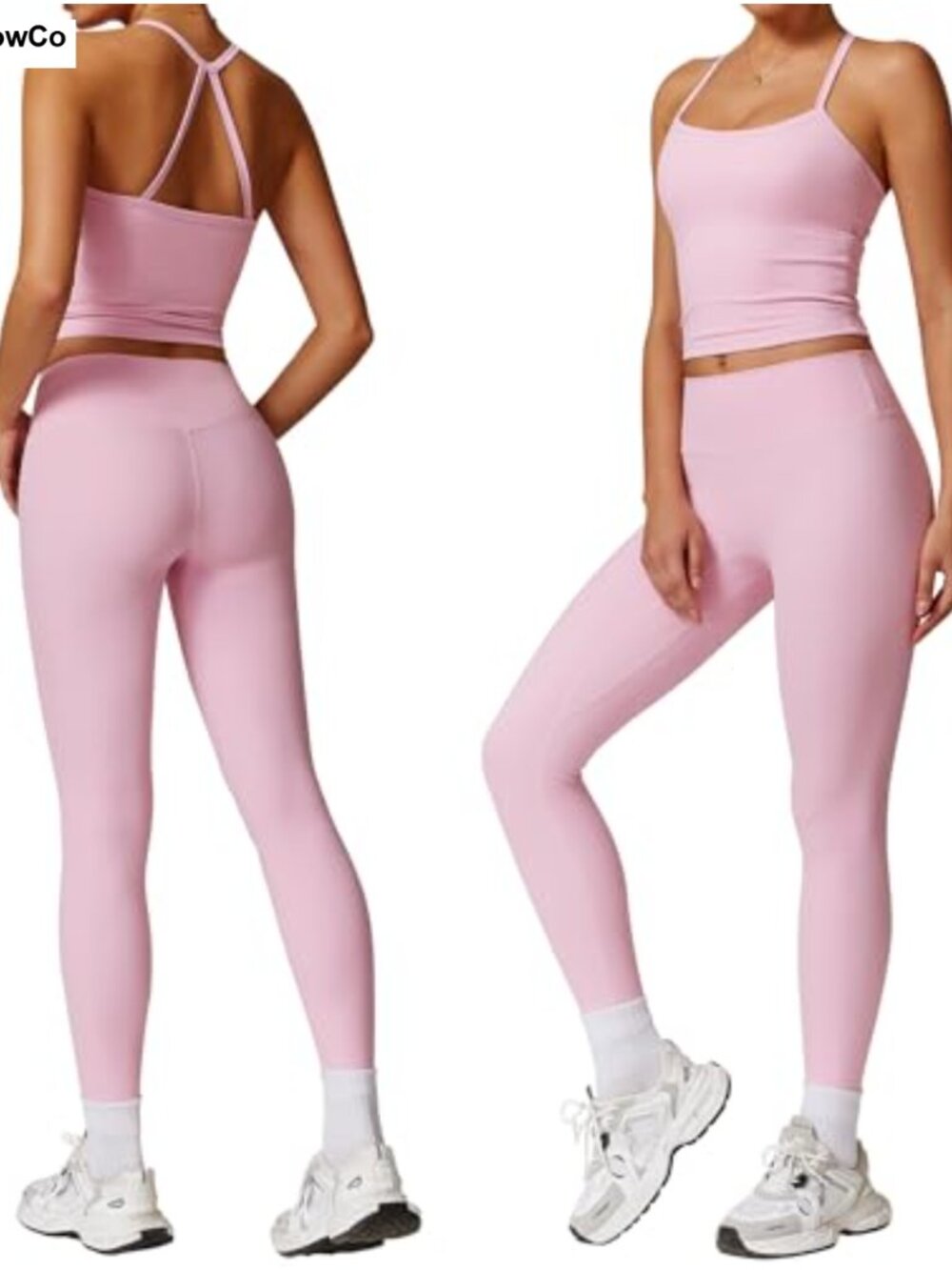 2 Piece Workout Sets, Open Back Tank Top High Waisted Leggings Gym Tracksuits